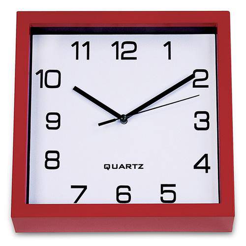 Relógio de Parede Square Vermelho 23cm