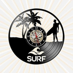 Relógio de Parede Surf prancha Vinil LP Decoração Retrô Vintage