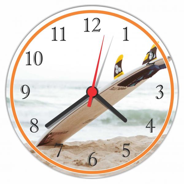 Relógio de Parede Surf Surfista Onda Praia Mar Prancha Areia - Vital Quadros