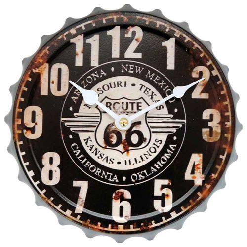 Relógio de Parede Tampa de Garrafa Rota 66 New Mexico Preto