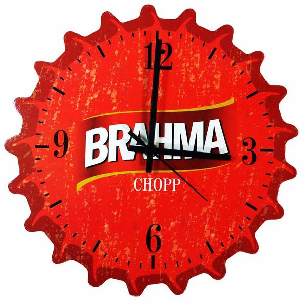 Relógio de Parede Tampinha de Cerveja Brahma Império Decor