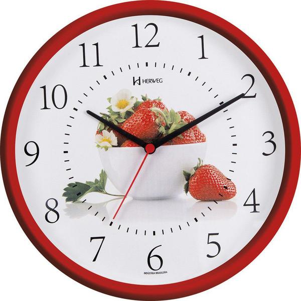 Relógio de Parede Vermelho Cozinha Morango Herweg 6693-269