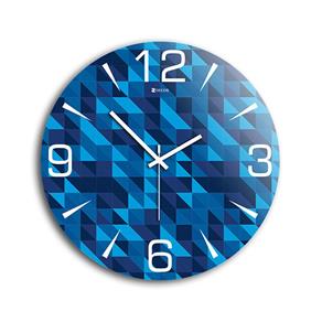 Relógio de Parede Vidro Geometric Tons de Azul