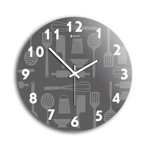 Relógio de Parede Vidro Gourmet Cinza