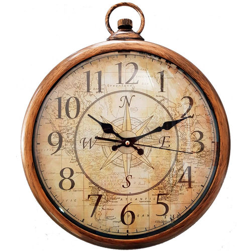 Relógio de Parede Vintage Bússola Dourado