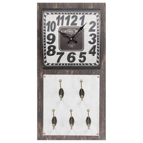 Relógio de Parede Vintage com 4 Ganchos - Metal - 60x30 Cm