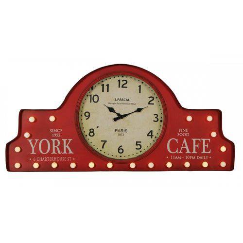 Relógio de Parede Vintage Decorativo York de Metal com Luzes