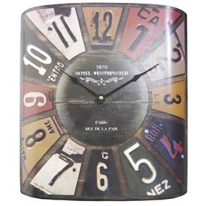 Relógio de Parede Vintage Placas - The Home - Marrom