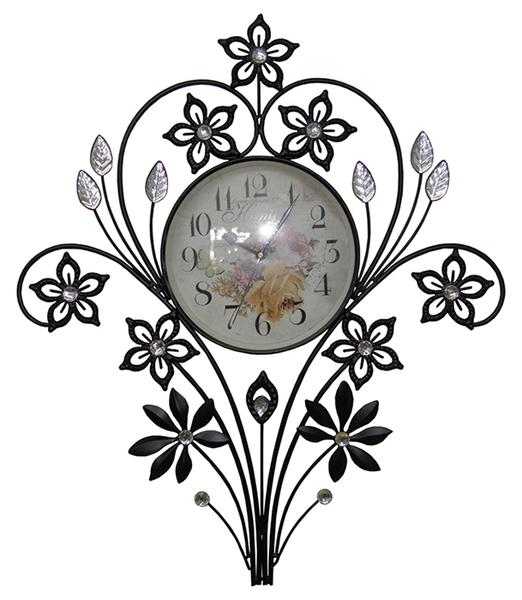 Relogio de Parede Vintage Retro com Flores de Strass para Decoracao ( REL-42) - Braslu