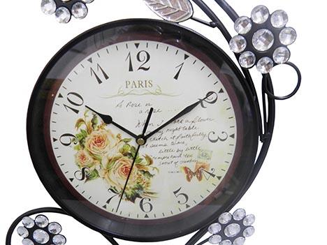 Relogio de Parede Vintage Retro para Decoracao com Flores Paris - Braslu