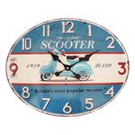 Relógio de Parede Vintage Scooter Azul