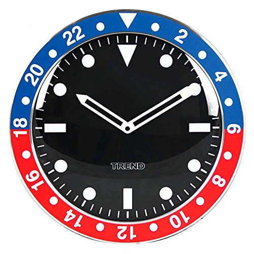 Relógio de Parede Wrist Design Azul e Vermelho em Alumínio - Urban - 35x4,5 Cm