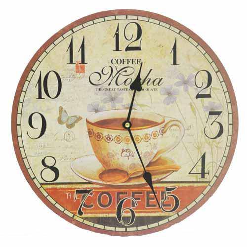 Relógio de Parede Xícara de Café Madeira Colorido Ø33,5cm