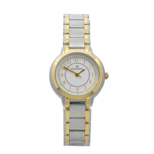 Relógio de Pulso Champion Feminino Kit com Brinco e Corrente Cn28222w - Prata com Dourado