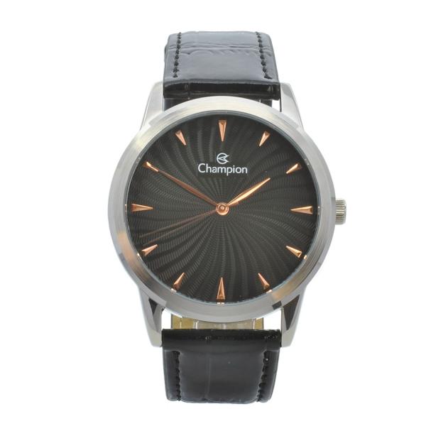 Relógio de Pulso Champion Unissex com Pulseira de Couro CN20588T - Prata e Preto - Champion Watch