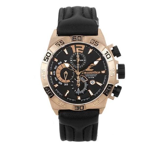 Relógio de Pulso CHRONOTECH ACTIVE Chrono Aço Rose/Couro Preto