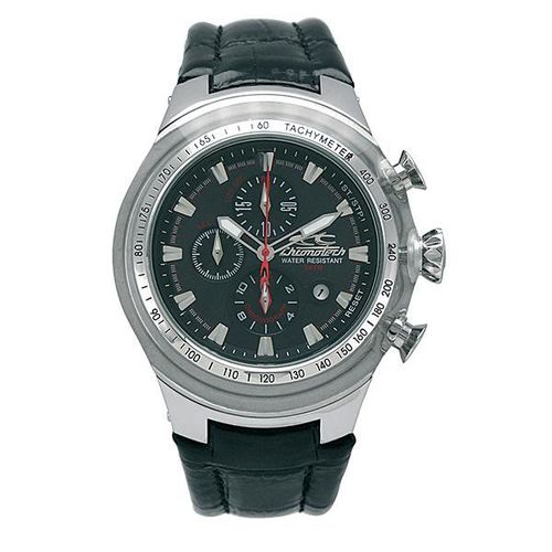 Relógio de Pulso CHRONOTECH ACTIVE CRYSTAL Chrono Aço/Couro Preto