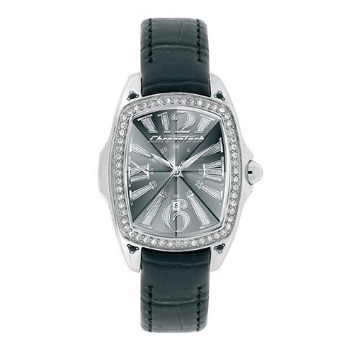 Relógio de Pulso CHRONOTECH PRISMA LADY NIGHT Aço Cristais/Couro Preto