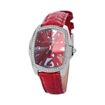 Relógio de Pulso CHRONOTECH PRISMA LADY NIGHT Aço Cristais/Couro Vermelho