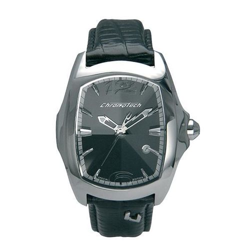 Relógio de Pulso CHRONOTECH PRISMA REVOLUTION Aço/Couro Preto