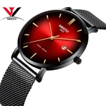 Relógio de pulso de quartzo 2019 NIBOSI Unisex watch men Waterproof Fashion Mesh Stainless Steel Relógio Masculino