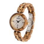 Relógio de pulso de quartzo de relógio de madeira natural de mulher vintage