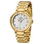 Relogio De Pulso Feminino Analógico Dourado Diva Cn29696h