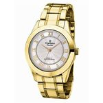 Relógio De Pulso Feminino Champion Original Dourado Ch24544h