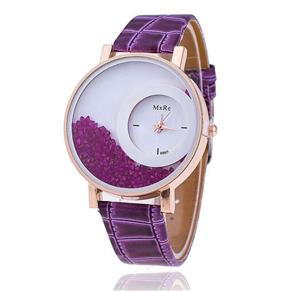 Relógio de Pulso Feminino Mostrador Cristal Quartzo - Roxo