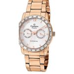 Relógio De Pulso Feminino Multi-fução Rose Aço Ch38422e