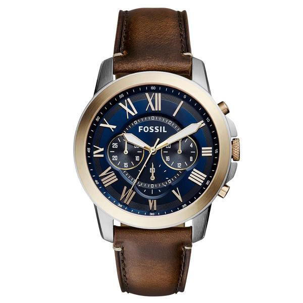 Relógio de Pulso Fossil Grant Masculino com Pulseira de Couro FS5150/5AN - Bronze, Marrom e Prata