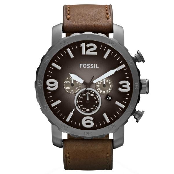 Relógio de Pulso Fossil Masculino com Pulseira de Couro Jr1424/2Pi - Grafite e Marrom