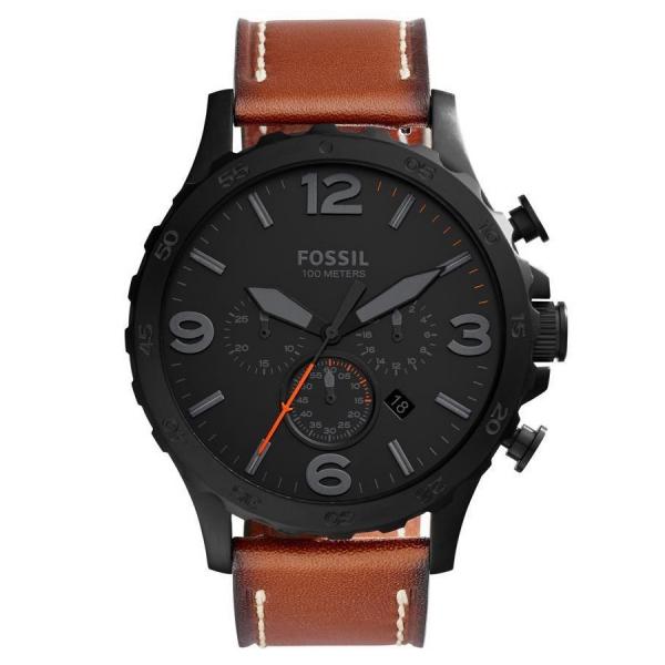 Relógio de Pulso Fossil Nate Masculino com Pulseira de Couro JR1524/2PN - Preto e Marrom