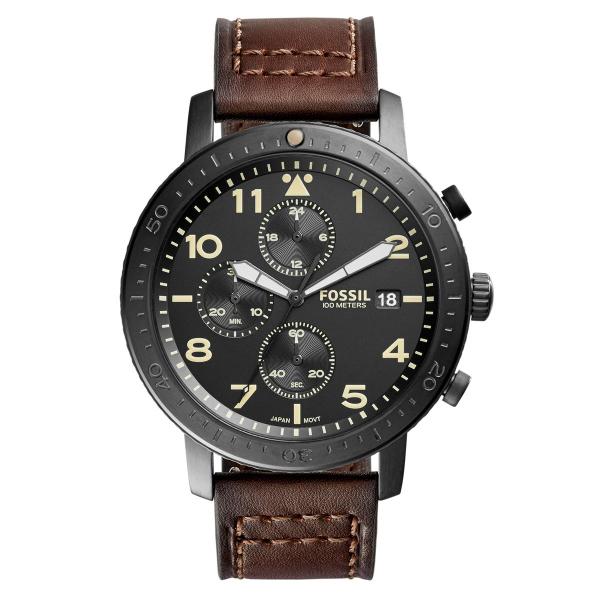 Relógio de Pulso Fossil The Major Masculino com Pulseira de Couro CH3086/2PN - Preto e Marrom