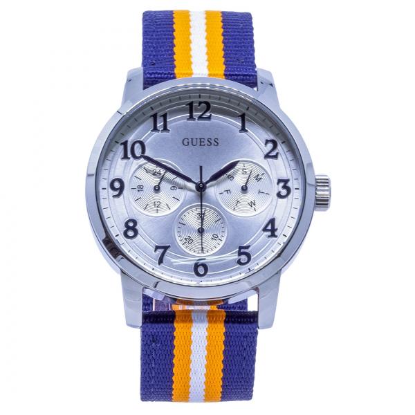 Relógio de Pulso Guess Masculino com Pulseira de Nylon 92647GOGDNN2 - Prata, Azul e Laranja