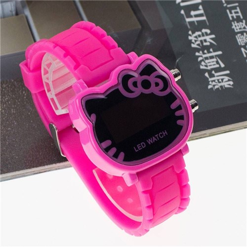 Relógio de Pulso Hello Kitty LED Pink