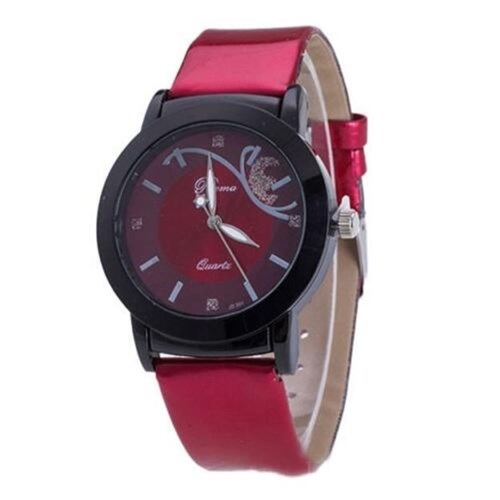 Relógio de Pulso Lady Luxo Diamante Brilhante Vermelho