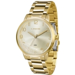Relógio de Pulso Lince LRG 4379 C2KX - Feminino dourado pulseira aço mostrador dourado