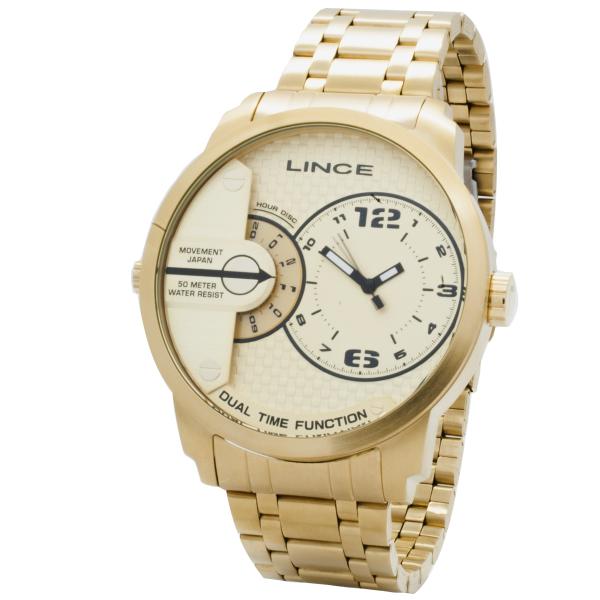 Relógio de Pulso Lince Masculino Dual Time MRGH049S C2KX - Dourado