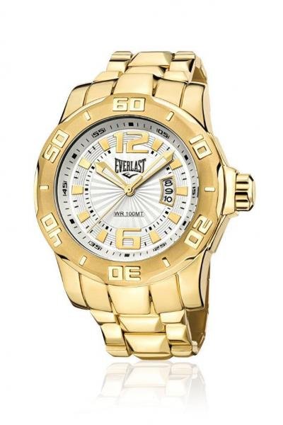 Relógio de Pulso Masculino Everlast Pulseira Aço Dourado