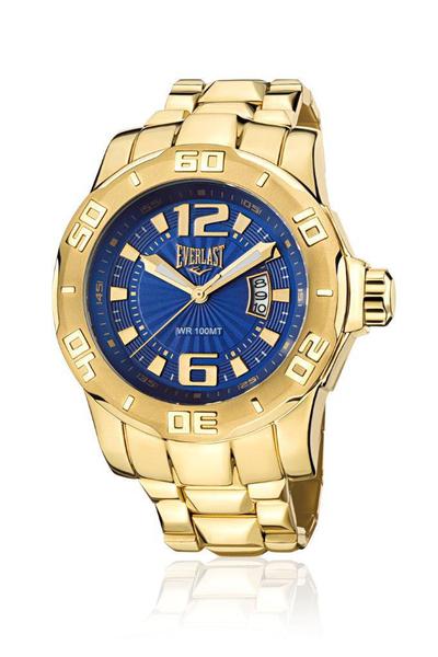 Relógio de Pulso Masculino Everlast Pulseira Aço Dourado