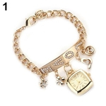 Relógio de pulso pulseira de aço inoxidável da flor do amor Coração Estilo Rhinestone das mulheres