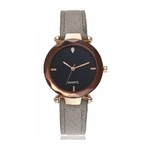 Relógio de Pulso Quartz Feminino de Couro Cinza