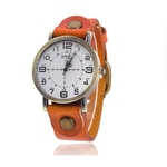 Relógio de Pulso Quartz Feminino De Couro Laranja