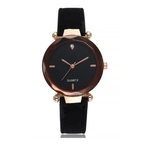 Relógio de Pulso Quartz Feminino de Couro Preto