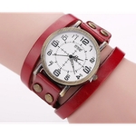 Relógio de Pulso Quartz Feminino De Couro Vermelho