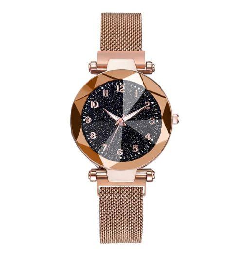 Relógio de Pulso Quartz Feminino de Pulseira Magnética Dourado Rosê