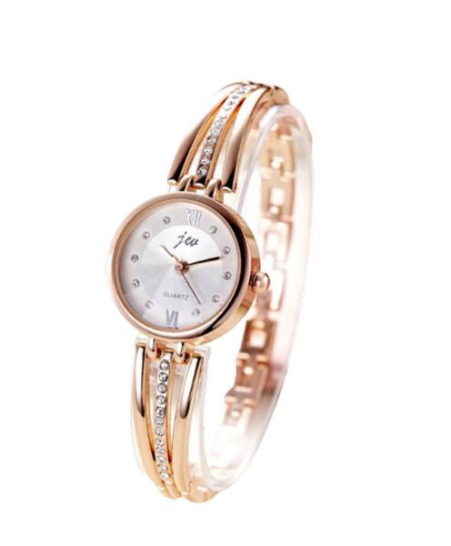 Relógio de Pulso Quartz Feminino Dourado com Pedras