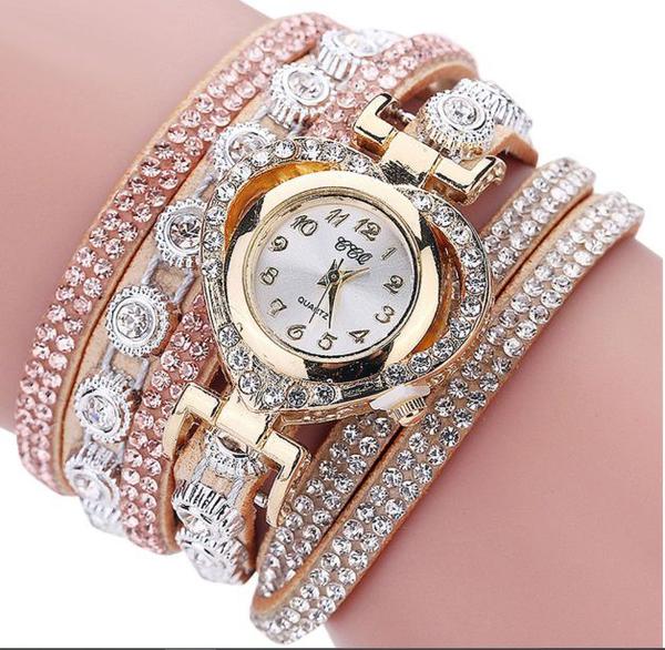 Relógio de Pulso Quartz Feminino Estilo Pulseira Bege