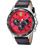 Relógio de Pulso Scuderia Ferrari Cronógrafo Motor de 3 Ponteiros Pulseira de Couro